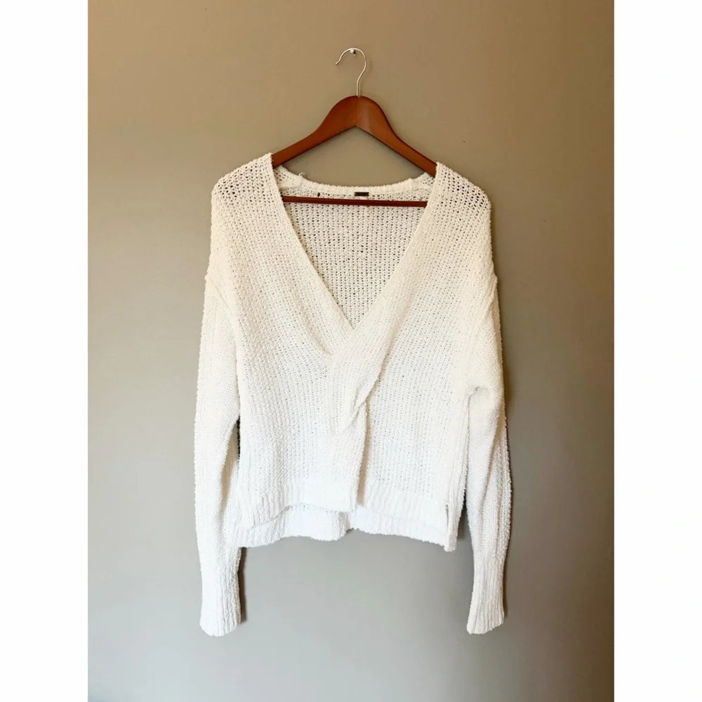 Free People Coco V-Neck Sweater Slouchy Long Sleeve XS - Picture 3 of 5